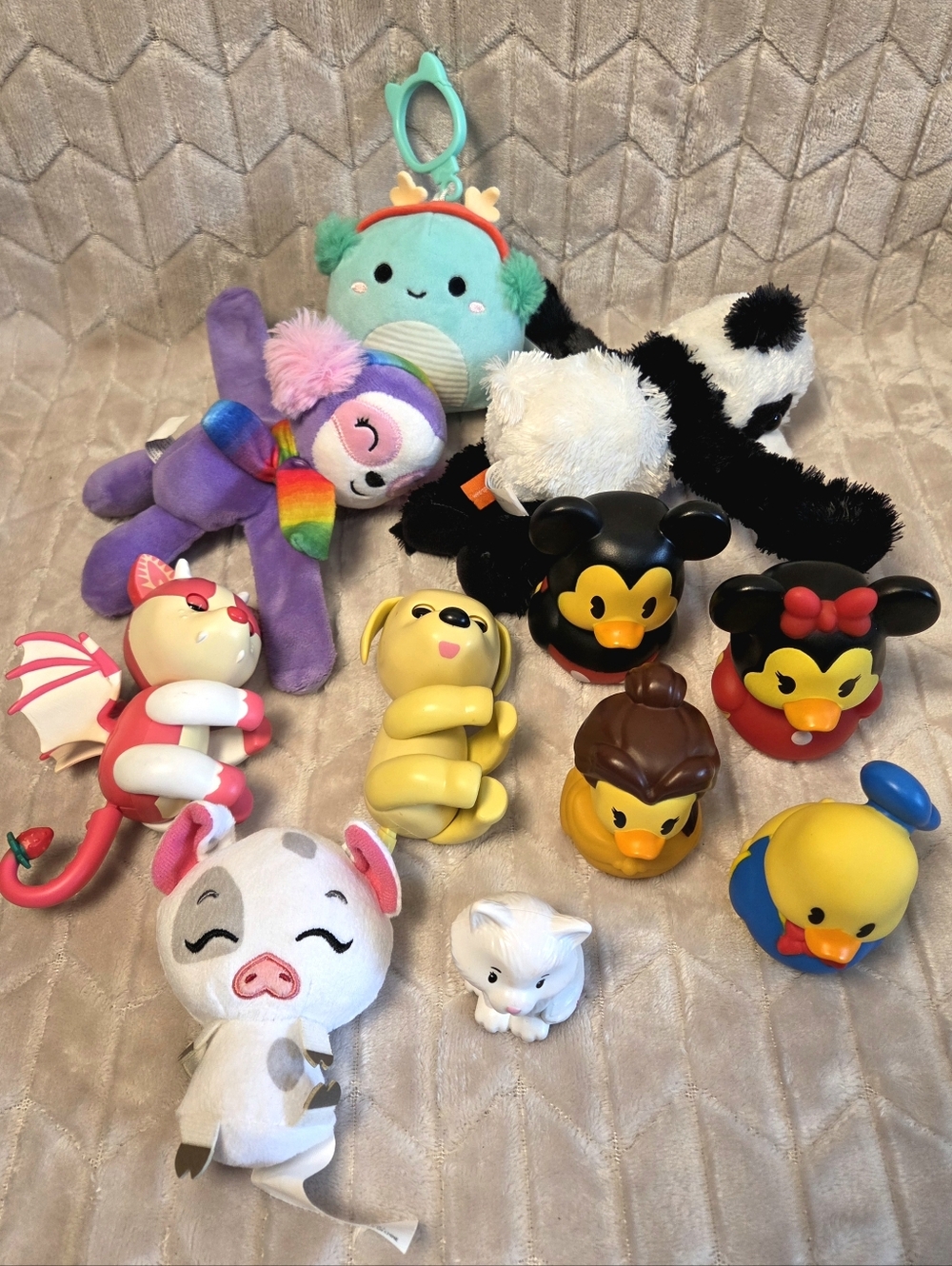 Disney, Fingerlings, Squishmallow Assorted Plush & Rubber Character Toy Lot